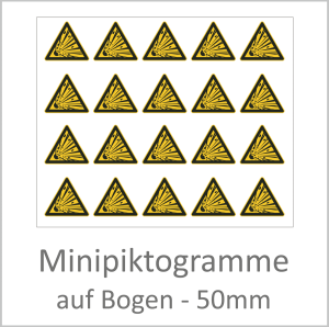 "W002 Explosionsgefährliche Stoffe" 50 mm Durchmesser á 10 Stück